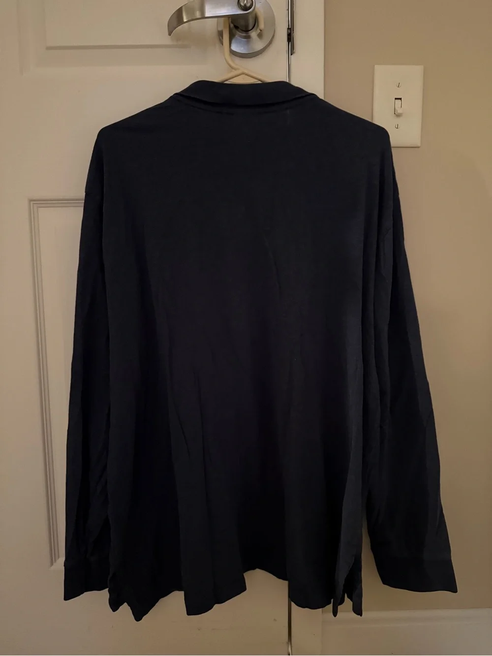 Vintage Polo Ralph Lauren Navy Blue Long Sleeve Shirt Men's Cotton EUC Logo 2XL